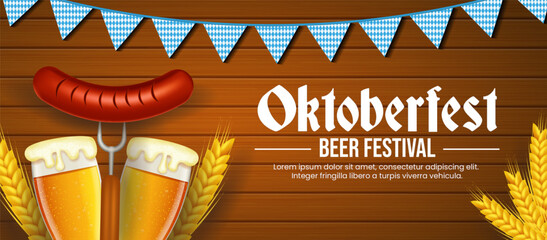 Wall Mural - Oktoberfest beer festival horizontal poster template