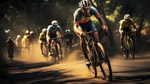 Cyclist Competing In Professional Race