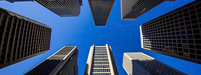 Wall Mural - Central Business District, Office building low angle photography, generative ai