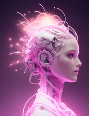 Beautiful female robot with artificial intelligence