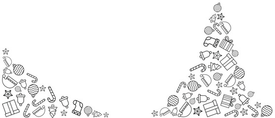 Wall Mural - christmas vector line art decoration elements , christmas happy new year doodles vector eps 10