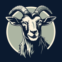 Goat In Cartoon, Doodle Style. 2d Vector Illustration In Logo, Icon Style. 