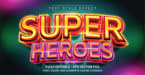 Wall Mural - Super Heroes Text Style Effect. Editable Graphic Text Template.