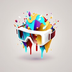 Glasses multicolor paint, sunglasses creative idea concept, flowing design icon symbol illustration, isolated