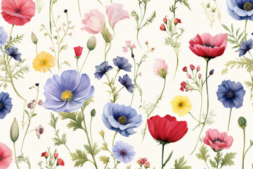 Wall Mural - Print garden art pattern blossom floral vintage spring summer flower herb
