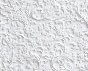 Sticker - Gypsum patterns of white flowers, gypsum background floral pattern. SEAMLESS PATTERN. SEAMLESS WALLPAPER. Created with Generative AI technology. Created with Generative AI technology.