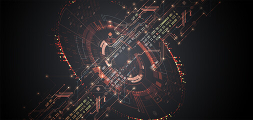 Abstract background on technological and scientific topics. Various techno details with using digital code.