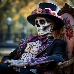 Canvas Print - a dead person on the day of the dead costume