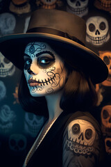 Poster -  Girl with day of the dead makeup