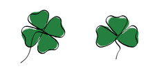 Clovers Leave, Flower. Three, Four Leaf Clover Leaves. Love Lucky Day. Irish Shamrock Background. Happy St Patrick's Day Or St Paddy's Day. Saint Patricks Day. Drawing Spring Time. Leprechauns.