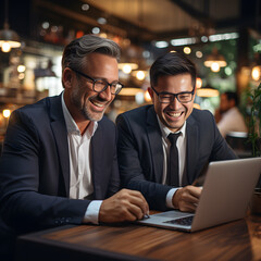 Asian co workers having a great chat and happy with their company