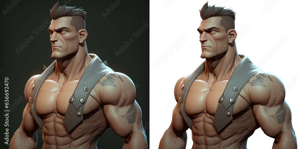 Cyberspace Avatar of Gaming, Gamer Avatar. male hero Sci-fi video game character in a futuristic avatar costume. Isolated on solid and transparent PNG for easy overlay on custom backgrounds.