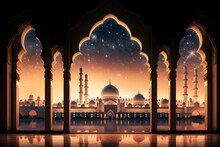 Grand Mosque With A Crescent Moon