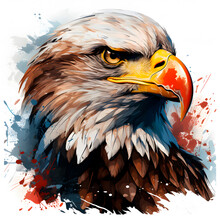 American White Eagle Design On Colorful Background For T-shirts