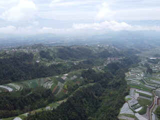 The beauty of the landscape and architecture of the arrangement of terraced houses in the tourist area of ​​Nepal van Java, Butuh Hamlet, Temanggung Village, Kaliangkrik District, Magelang, Central Ja