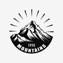 Mountain Logo. Black Silhouette. Retro Style. Vector Illustration