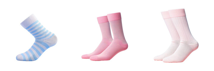 Fashionable cotton sock standing alone against transparent background