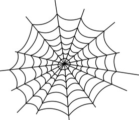 the web is black with a transparent background, the spider on the web