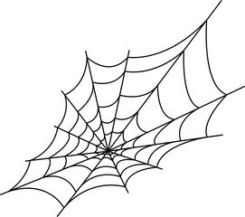 the web is black with a transparent background, the spider on the web