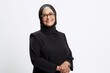 © Anne-Marie Albrecht - Portrait of a smiling mature muslim woman wearing hijab and glasses