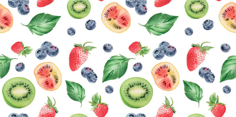  watercolor fruits berries pattern