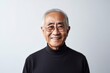 Portrait of an old asian man in black t-shirt