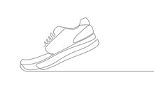 Sports Shoes In A Line Style. Sneakers . Sketch Sneakers For Your Creativity.Shoe Advertising .	