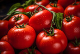 Fototapeta Kuchnia - Photo of fresh tomatoes with water droplets