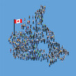 Large group of people in form of Canada map isometric 3d vector concept for banner, website, illustration, landing page, flyer, etc