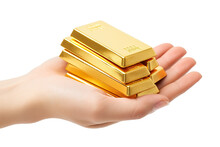Hand-holding Gold Bars Isolated On White Background PNG
