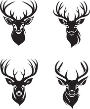 Snow Deer With Antlers Vector Illustrated Logo Style Face Head