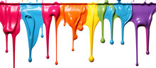 Colorful Acrylic Paint Dripping With Liquid Drops. Generative AI