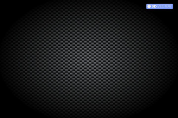 Carbon fiber texture with redial gradient. Vector illustration. Dark black Geometric grid background with lighting. Modern abstract vector texture. Technology wallpaper. Realistic Metal cells.