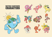 Retro 30s Cartoon Characters, Vector Illustration