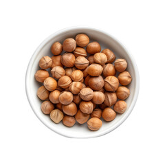 Wall Mural - bowl of hazelnuts top view isolated on transparent background