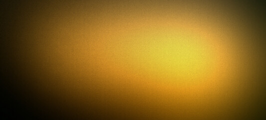 Wall Mural - Yellow black glow blurred abstract gradient on dark grainy background, glowing light, large banner size