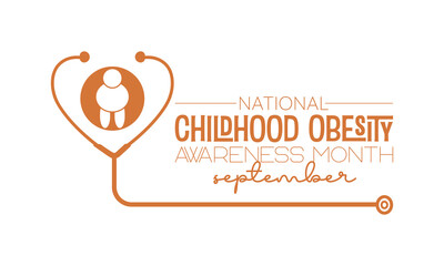 Wall Mural - National Childhood Obesity Awareness Month vector banner template. Health care concept of cholesterol, care, obesity prevention vector illustration idea.