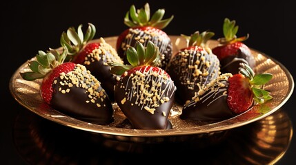 Sticker -  a plate of chocolate covered strawberries with sprinkles.  generative ai