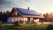 Maison moderne avec panneaux solaires intégrés pour une énergie durable