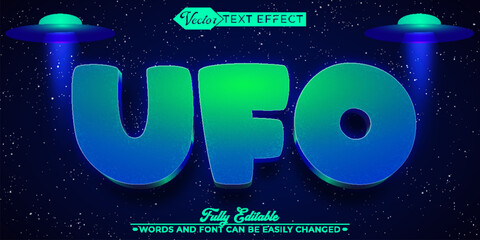 Cartoon Ufo Vector Editable Text Effect Template