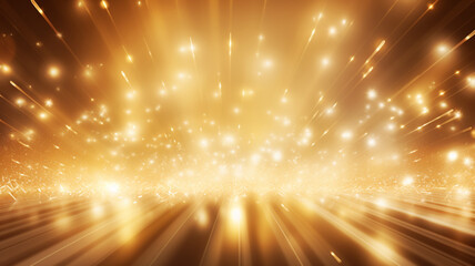 Christmas gold abstract background with lights, stars, dots, Christmas gold bokeh light background.