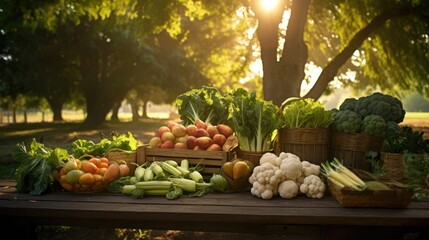 Canvas Print - A table topped with lots of different types of vegetables. Generative AI.