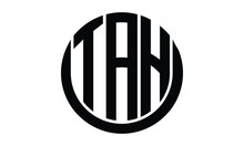 TAH Shield In Circle Logo Design Vector Template. Lettermrk, Wordmark, Monogram Symbol On White Background.