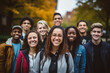 © fahrwasser - Diverse group of students in colledge campus ready for a new school year, generative AI