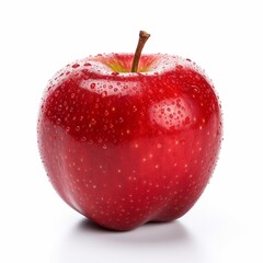 Poster - Generative AI : Fresh red Apple fruit with water droplets isolated on white background with clipping path