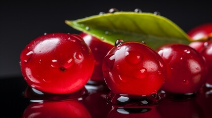 Poster - Generative AI : Fresh Cranberry fruit with water droplets isolated on white background with clipping path
