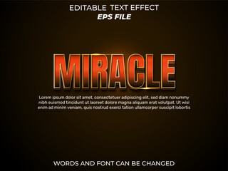 Wall Mural - miracle text effect ,strong 3d blue typeface font effect, modern, vector template