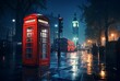 Red telephone box in London, UK. 3D rendered illustration