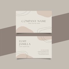 Wall Mural - Printable Aesthetic Business Card Template Decorated with Organic Blob Object Cream Pastel Color Background