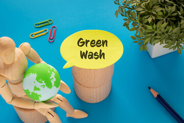 there is speech bubble with the word green wash. it is as an eye-catching image.